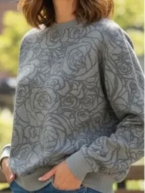 MAJE Rose Floral Crewneck Sweatshirt Size 1